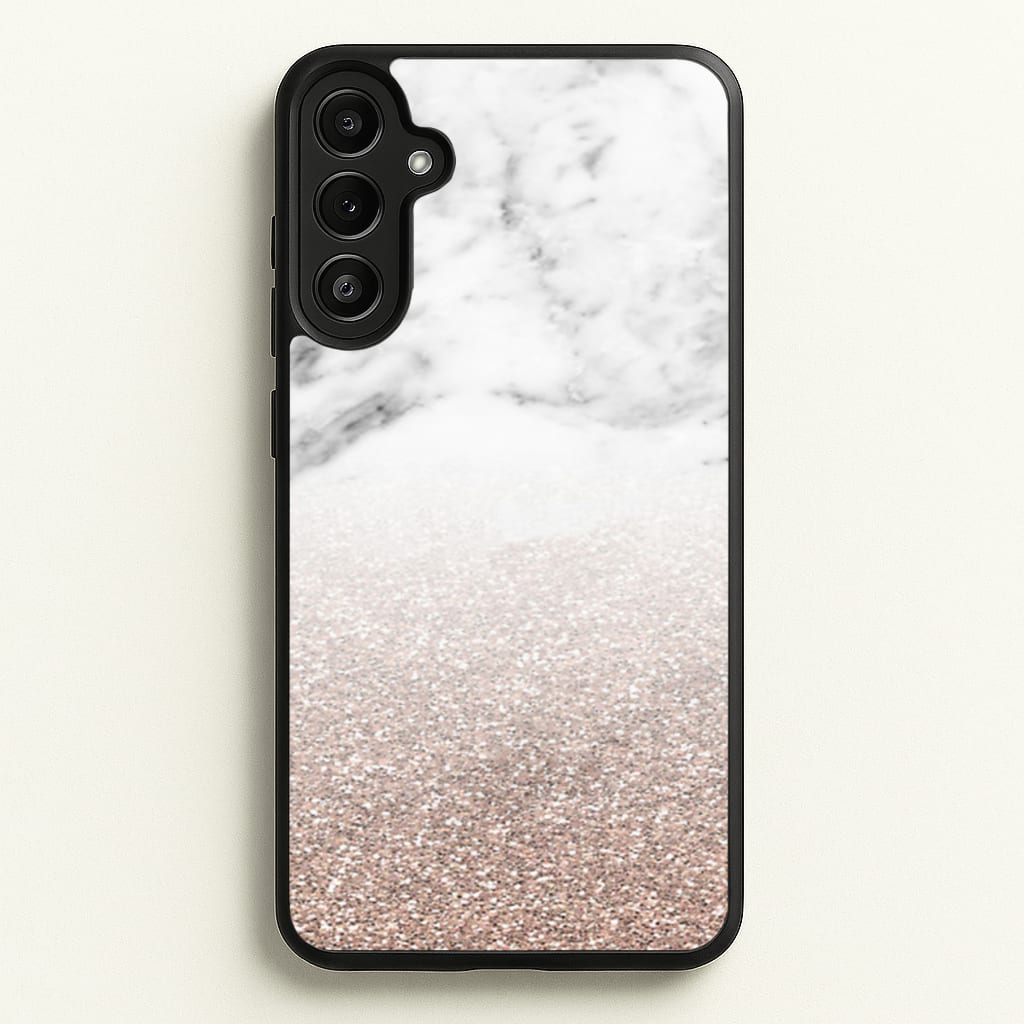 Rose Gold Glitter & Marble  - marble Phone Case for Galaxy A34
