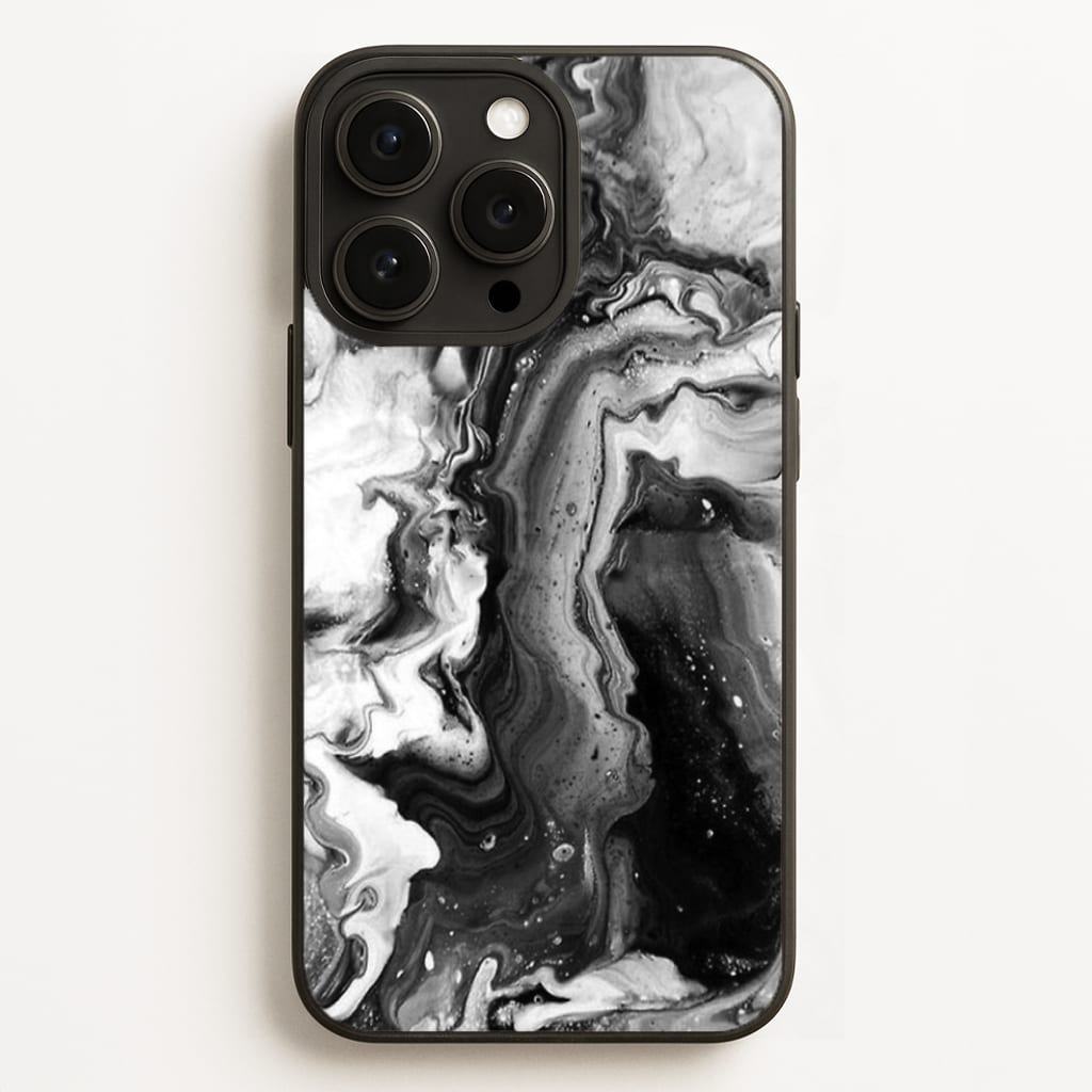 Black and White Leaking Marble Phone Case