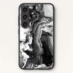 Black and White Leaking Marble  - marble Phone Case for Galaxy S24FE