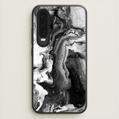 Black and White Leaking Marble  - marble Phone Case for Huawei P30