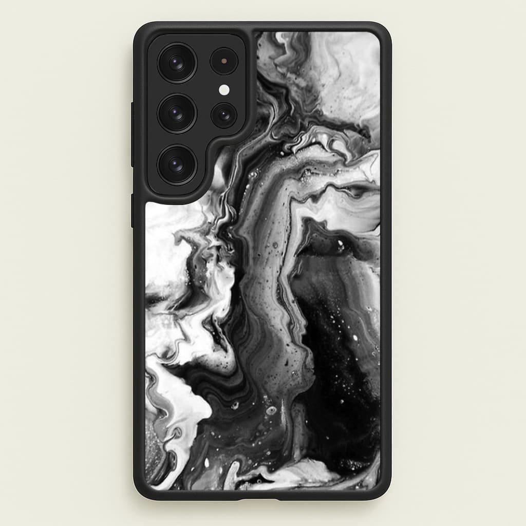 Black and White Leaking Marble  - marble Phone Case for Galaxy S22 Ultra
