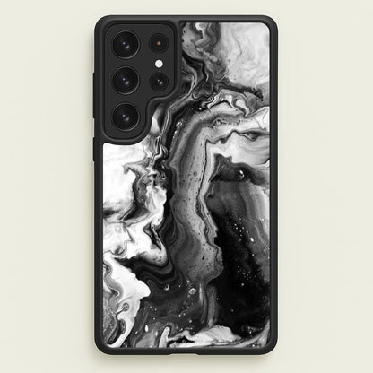 Black and White Leaking Marble  - marble Phone Case for Galaxy S22 Ultra