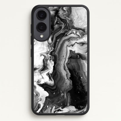 Black and White Leaking Marble  - marble Phone Case for Galaxy S25 Edge