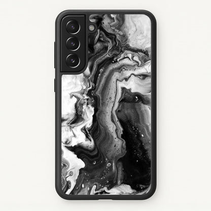 Black and White Leaking Marble  - marble Phone Case for Galaxy S21 Plus