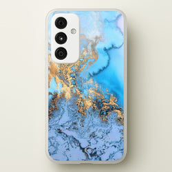 Sea Blue and Gold Marble  -  Phone Case for Galaxy A35