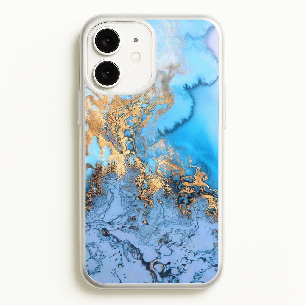 Sea Blue and Gold Marble  -  Phone Case for iPhone 11