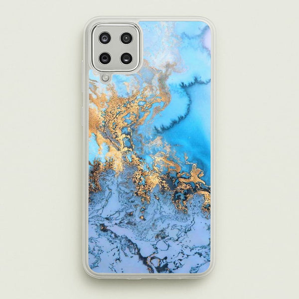 Sea Blue and Gold Marble  -  Phone Case for Galaxy A12