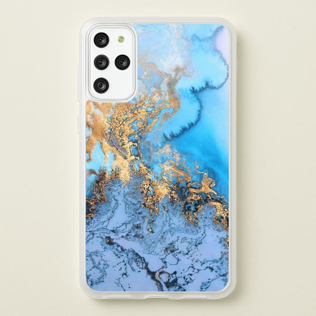 Sea Blue and Gold Marble  -  Phone Case for Galaxy S20 Plus