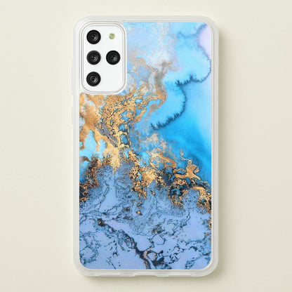 Sea Blue and Gold Marble  -  Phone Case for Galaxy S20 Plus