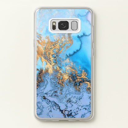 Sea Blue and Gold Marble  -  Phone Case for Galaxy S8 Plus