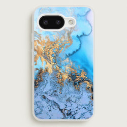 Sea Blue and Gold Marble  -  Phone Case for Google Pixel 9a