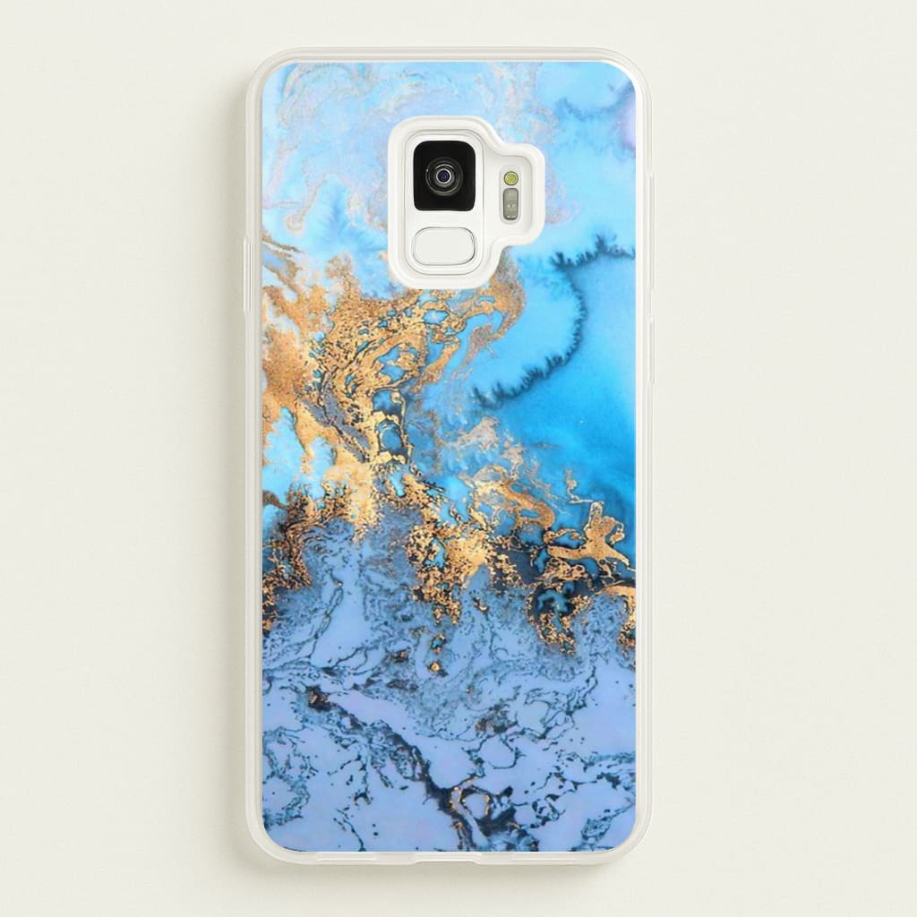 Sea Blue and Gold Marble  -  Phone Case for Galaxy S9