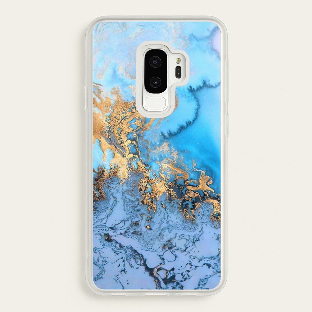 Sea Blue and Gold Marble  -  Phone Case for Galaxy S9 Plus