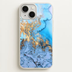 Sea Blue and Gold Marble  -  Phone Case for iPhone 13