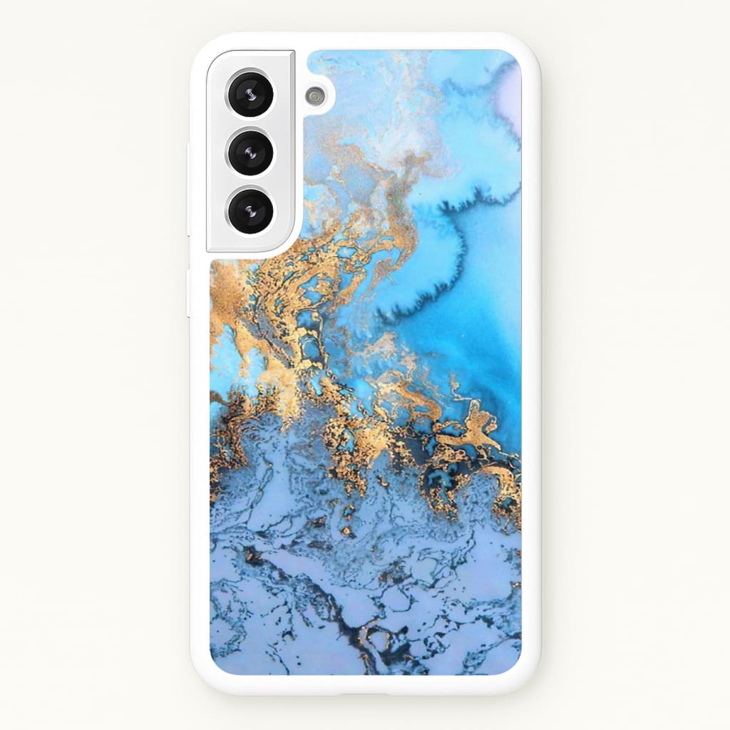 Sea Blue and Gold Marble  -  Phone Case for Galaxy S22 Plus