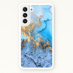 Sea Blue and Gold Marble  -  Phone Case for Galaxy S22 Plus