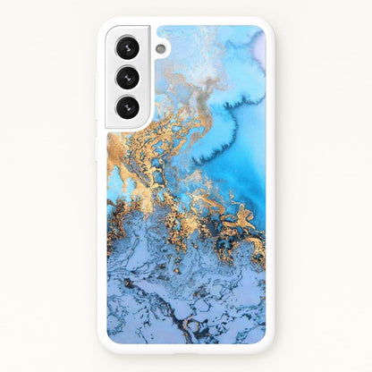 Sea Blue and Gold Marble  -  Phone Case for Galaxy S22 Plus