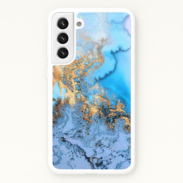 Sea Blue and Gold Marble  -  Phone Case for Galaxy S22 Plus