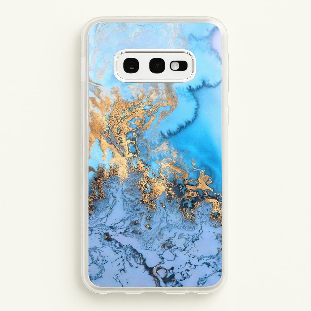 Sea Blue and Gold Marble  -  Phone Case for Galaxy S10e