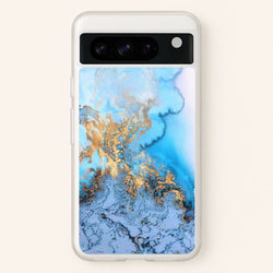 Sea Blue and Gold Marble  -  Phone Case for Google Pixel 8 Pro