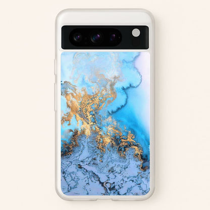 Sea Blue and Gold Marble  -  Phone Case for Google Pixel 8 Pro