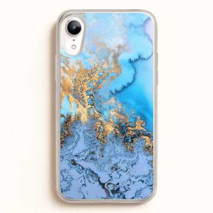 Sea Blue and Gold Marble  -  Phone Case for iPhone XR