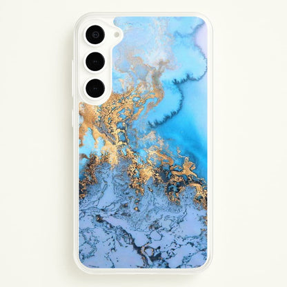 Sea Blue and Gold Marble  -  Phone Case for Galaxy S23 Plus