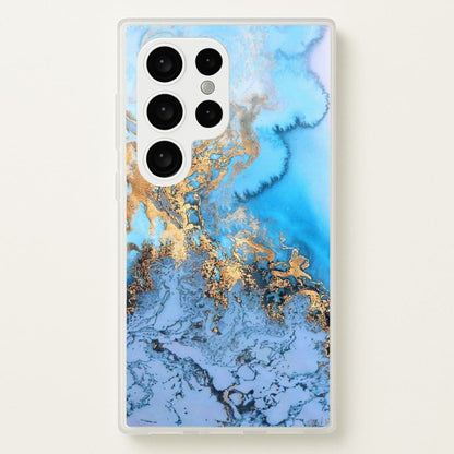 Sea Blue and Gold Marble  -  Phone Case for Galaxy S24 Ultra