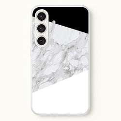 White, Black and Marble Pattern  - marble Phone Case for Galaxy S25 Plus