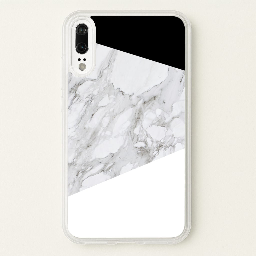White, Black and Marble Pattern  - marble Phone Case for Huawei P20