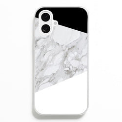 White, Black and Marble Pattern  - marble Phone Case for iPhone 16 Plus