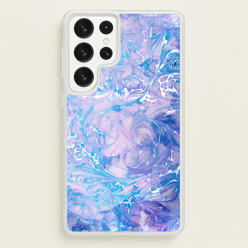 Sea Blue Swirly Marble  - marble Phone Case for Galaxy S22 Ultra