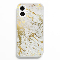 Gold Marble Splatter  - marble Phone Case for iPhone 16 Plus