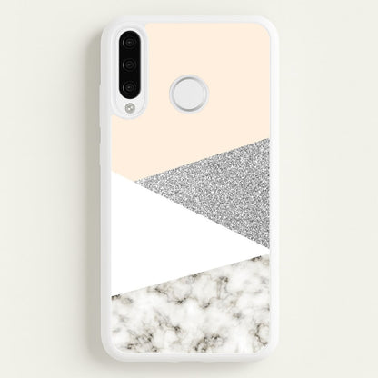 Abstract Marble and Silver Pattern  - marble Phone Case for Huawei P30 Lite