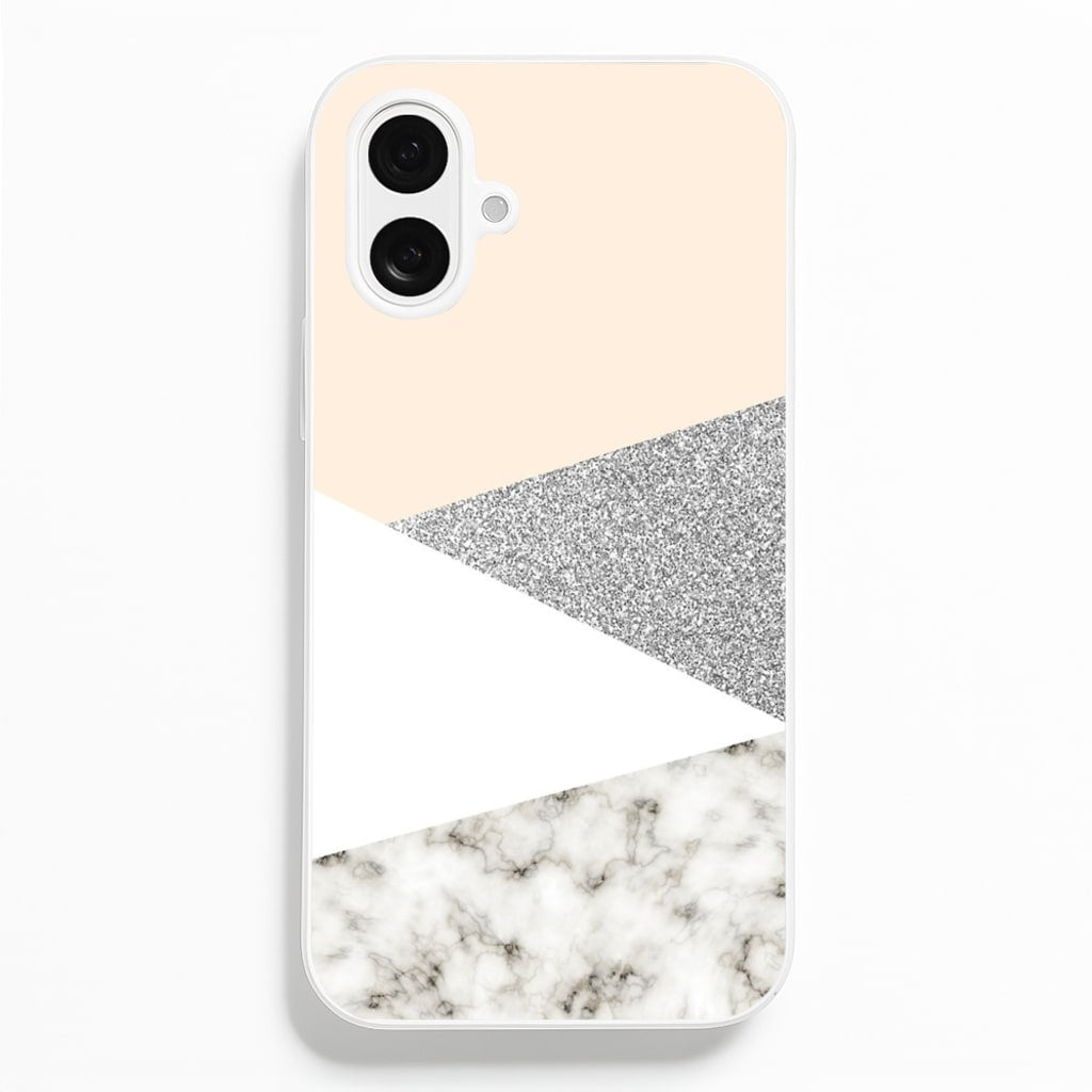 Abstract Marble and Silver Pattern  - marble Phone Case for iPhone 16 Plus
