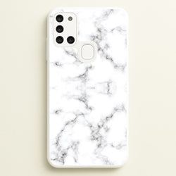 White Marbled   - Marble Phone Case for Galaxy A21s