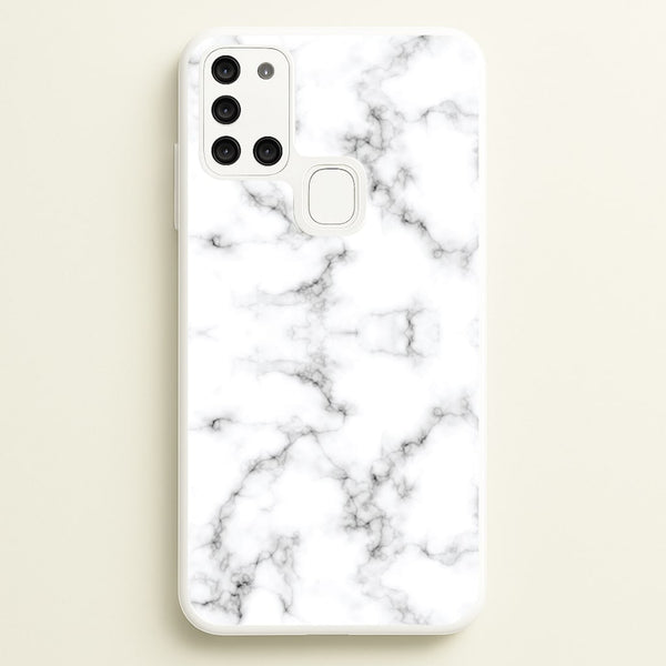 White Marbled   - Marble Phone Case for Galaxy A21s