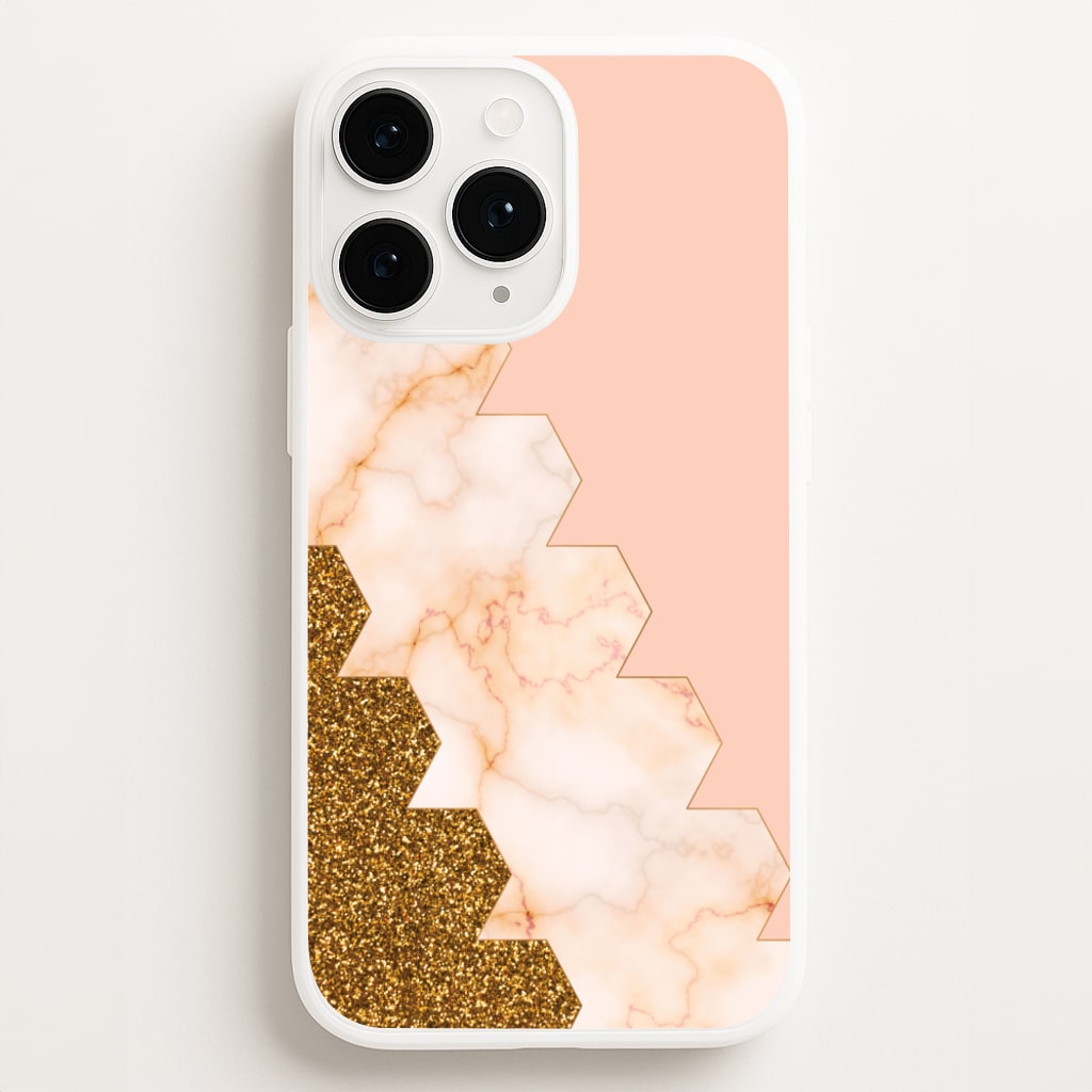 Glitter And Marble Geometric   - Marble Phone Case for iPhone 16 Pro Max