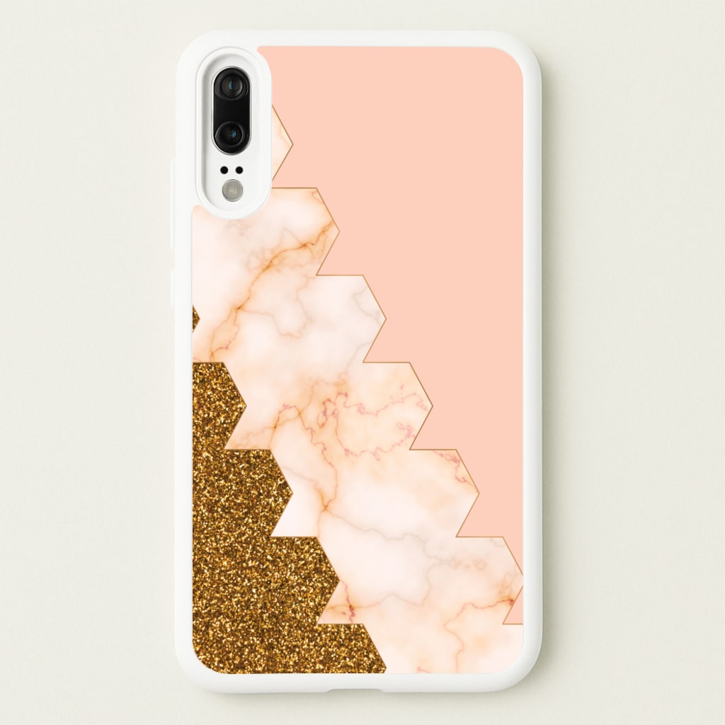 Glitter And Marble Geometric   - Marble Phone Case for Huawei P20