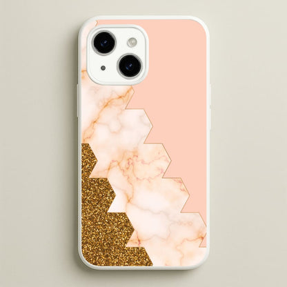 Glitter And Marble Geometric   - Marble Phone Case for iPhone 15 Plus