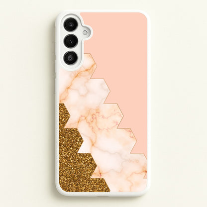 Glitter And Marble Geometric   - Marble Phone Case for Galaxy A34