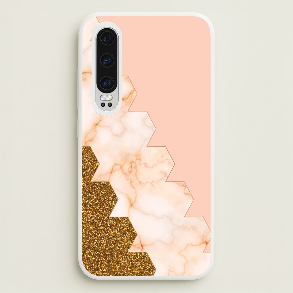 Glitter And Marble Geometric   - Marble Phone Case for Huawei P30