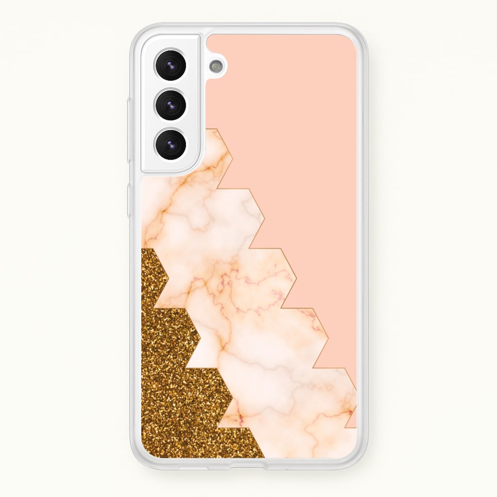 Glitter And Marble Geometric   - Marble Phone Case for Galaxy S22 Plus
