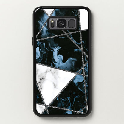 Dark Blue Marble And Silver Collage  - Marble Phone Case for Galaxy S8 Plus