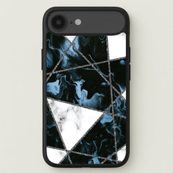 Dark Blue Marble And Silver Collage Phone Case for iPhone 17 Air