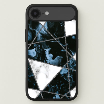 Dark Blue Marble And Silver Collage Phone Case for iPhone 17 Air