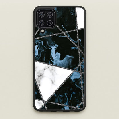 Dark Blue Marble And Silver Collage  - Marble Phone Case for Galaxy A12