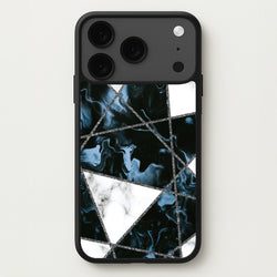 Dark Blue Marble And Silver Collage Phone Case for iPhone 17 Pro