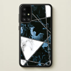 Dark Blue Marble And Silver Collage  - Marble Phone Case for Galaxy A71
