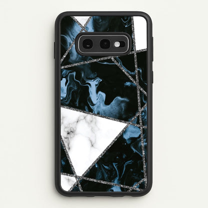 Dark Blue Marble And Silver Collage  - Marble Phone Case for Galaxy S10e